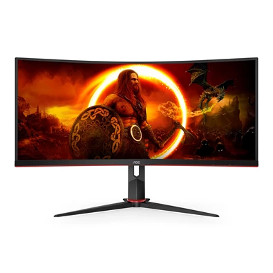 AOC 34" CU34G2XP/BK AdaptiveSync WQHD VA 180Hz DP/HDMI/USB ívelt monitor