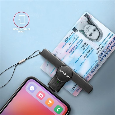 AXAGON CRE-SMPC USB-C Smart card PocketReader okos kártyaolvasó