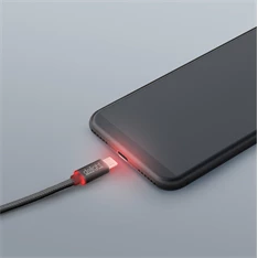 Delight LED fénnyel microUSB 1m fekete adatkábel