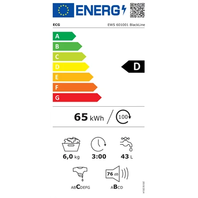 ECG EWS 601001 BlackLine elöltöltős mosógép