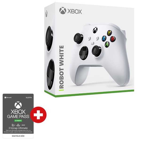 Microsoft Xbox Series X/S fehér vezeték nélküli kontroller + Xbox Game Pass Ultimate 3 hónapos előfizetés