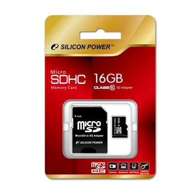 Silicon Power 16GB MICRO SD (class 10) SP016GBSTH010V10-SP memóriakártya + SD átalakító