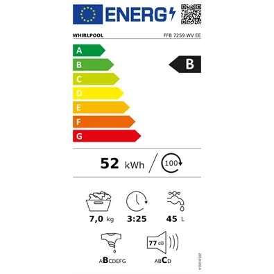 Whripool FFB 7259 WV EE 7 kg elöltöltős mosógép